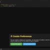 Cookie consent HTML code UI component for GDPR compliant website banner with dark interface design