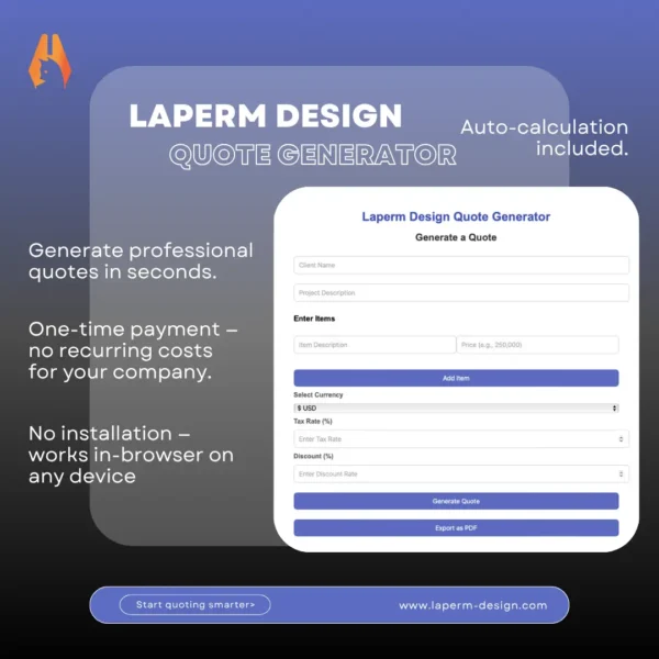 B2B quote generator software dashboard for creating professional business proposals, agreements, and client quotations