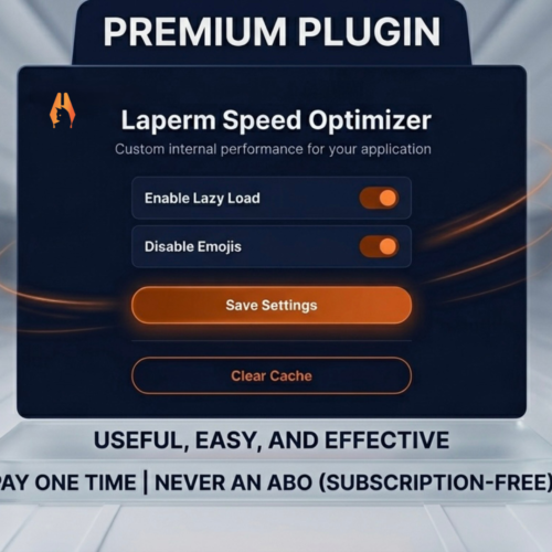 Laperm Speed Optimizer dashboard showing premium lightweight performance settings for WordPress.