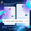WordPress plugin interface showing logo customization tool for changing the login screen branding